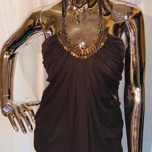 Brown and topaz jeweled top
